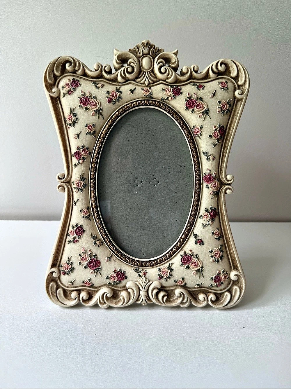 Floral Ornate Picture Frame, Cream & Pink